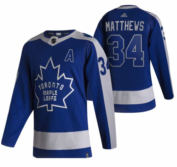 Men's Toronto Maple Leafs #34 Auston Matthews 2020/2021 Blue Reverse Retro Special Edition Stitched Jersey Men's Toronto Maple Leafs #34 Auston Matthews 2020/2021 Blue Reverse Retro Special Edition Stitched Jersey